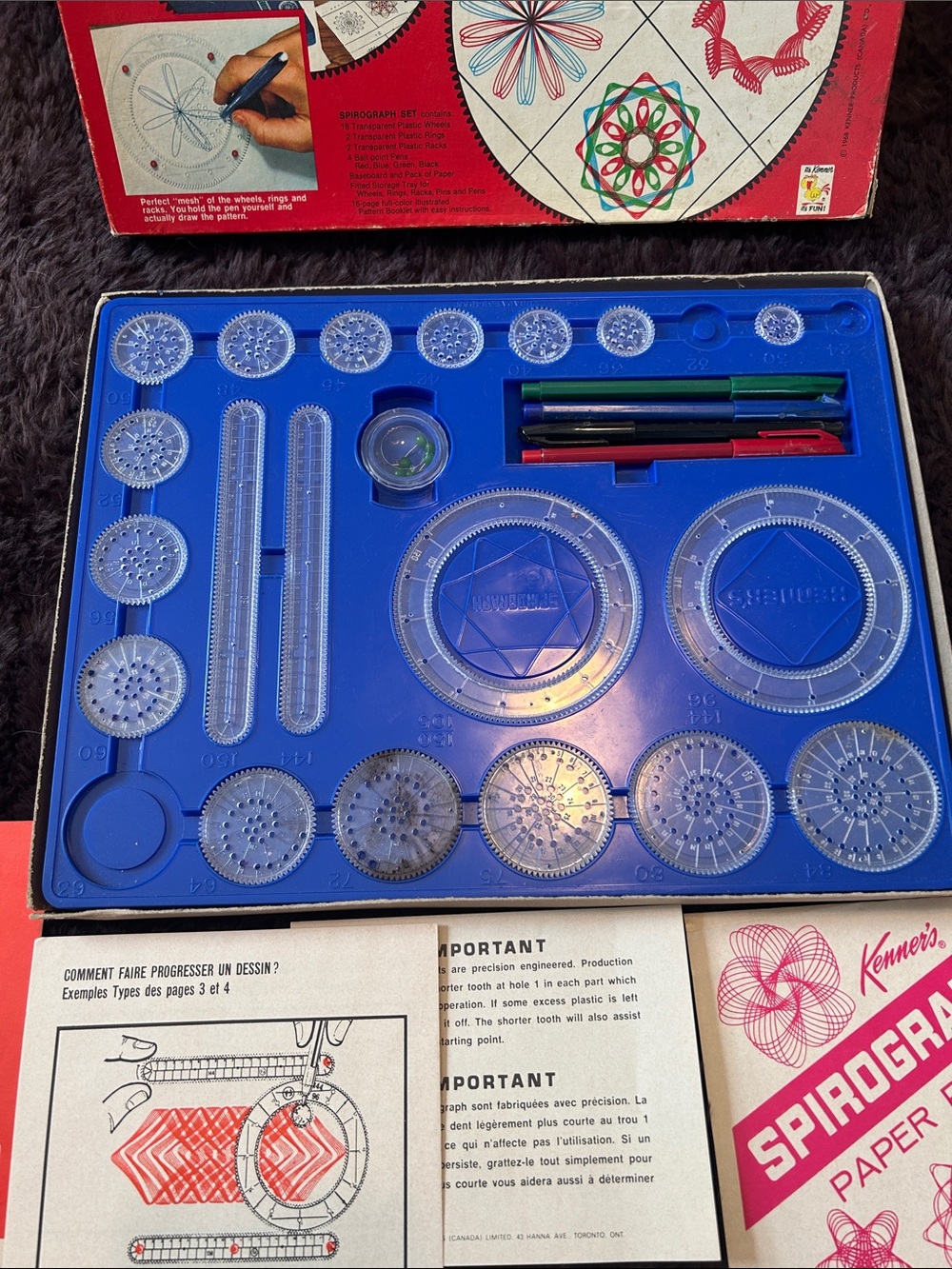 Kenner Spirograph Drawing Set – Red Pattern Designer 1968 - Picture 4 of 8